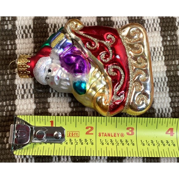 Hand Crafted Glass Christmas Ornaments By Unique Treasures Sleigh Stockings X3 - Picture 10 of 16
